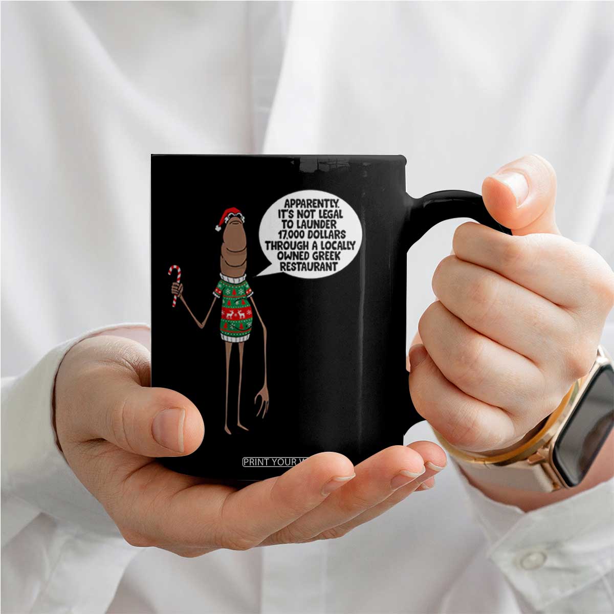 Marcus The Worm Christmas Meme Coffee Mug Locally Owned Greek Restaurant TS14 Print Your Wear
