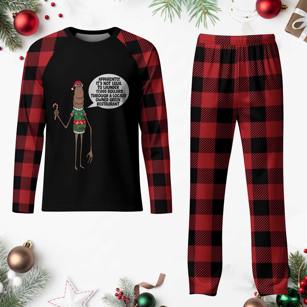 Marcus The Worm Christmas Meme Plaid Pajama Set Locally Owned Greek Restaurant TS14 Buffalo Plaid Print Your Wear