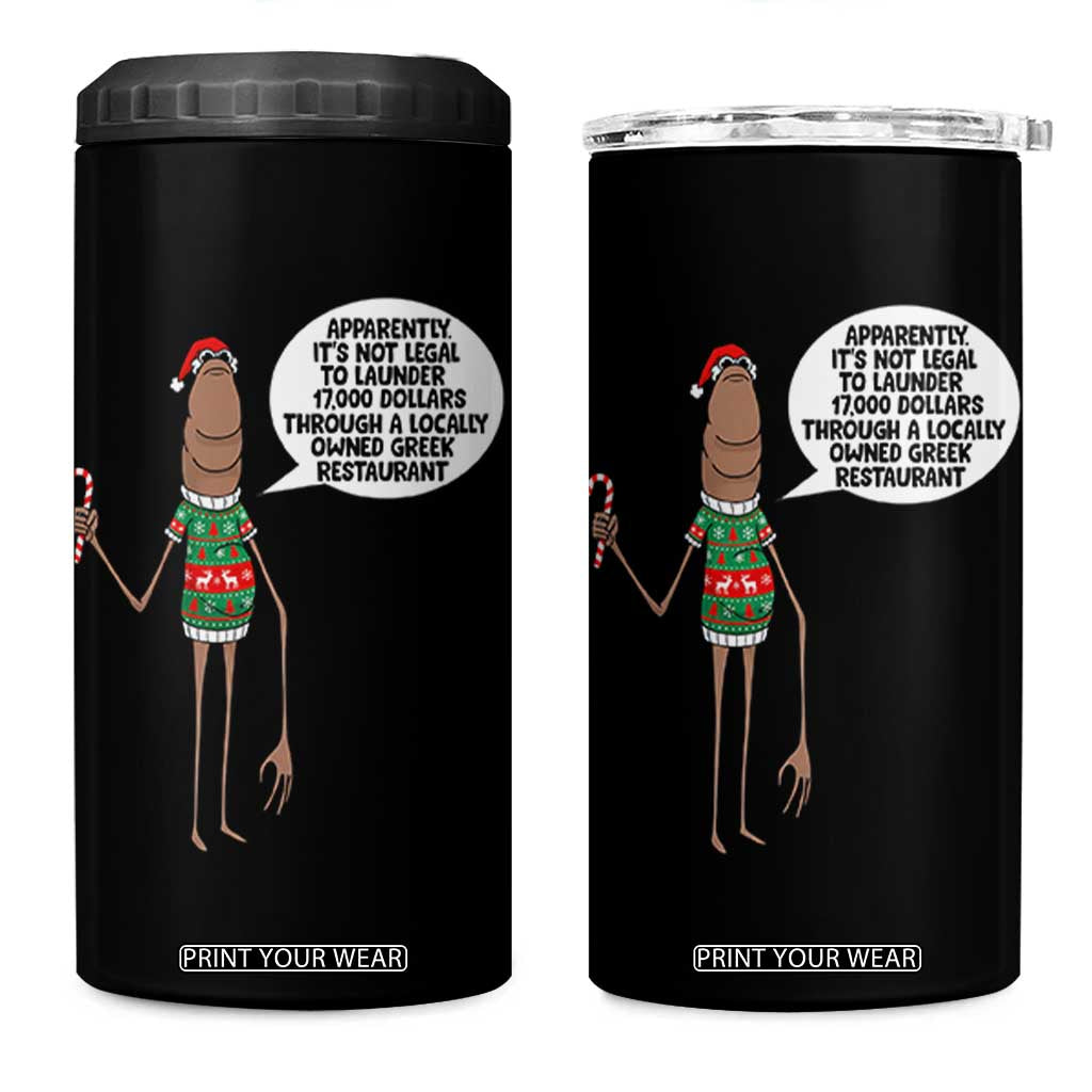Marcus The Worm Christmas Meme 4 in 1 Can Cooler Tumbler Locally Owned Greek Restaurant TS14 One Size: 16 oz Black Print Your Wear