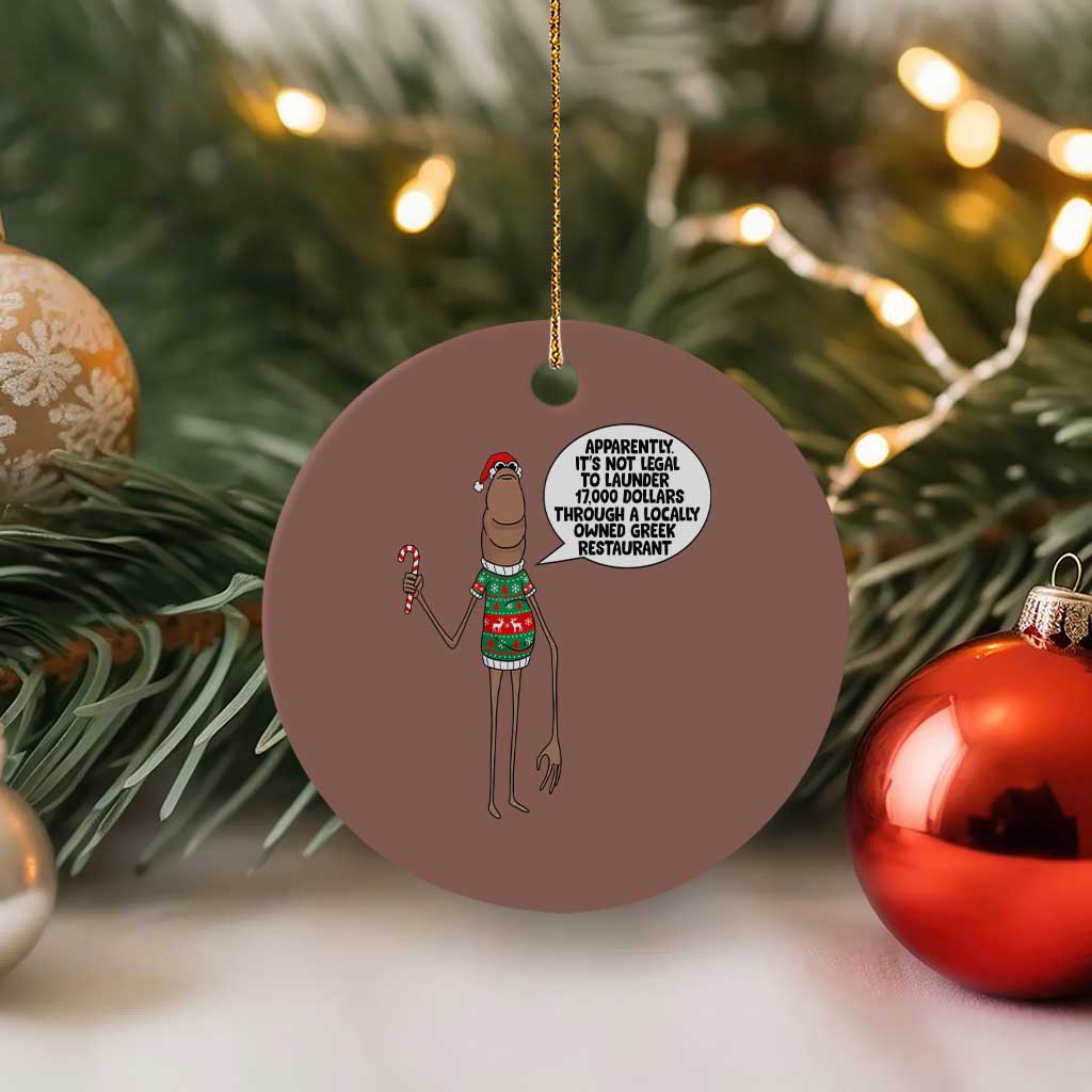 Marcus The Worm Christmas Meme Ceramic Ornament Locally Owned Greek Restaurant TS14 1pc Mocha Print Your Wear