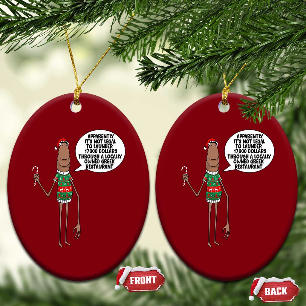 Marcus The Worm Christmas Meme Ceramic Ornament Locally Owned Greek Restaurant TS14 Print Your Wear