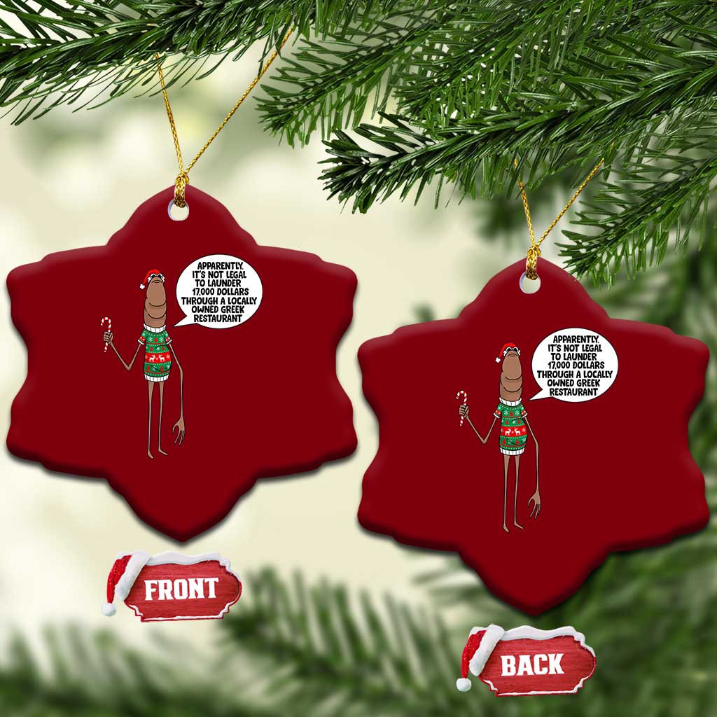 Marcus The Worm Christmas Meme Ceramic Ornament Locally Owned Greek Restaurant TS14 Print Your Wear