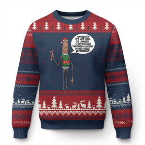 Marcus The Worm Xmas Meme Ugly Christmas Sweater Locally Owned Greek Restaurant TS14 Navy Red Print Your Wear