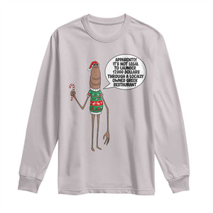 Marcus The Worm Christmas Meme Long Sleeve Shirt Locally Owned Greek Restaurant TS14 Ice Gray Print Your Wear
