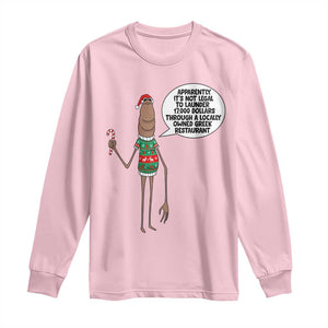 Marcus The Worm Christmas Meme Long Sleeve Shirt Locally Owned Greek Restaurant TS14 Light Pink Print Your Wear