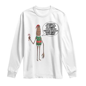 Marcus The Worm Christmas Meme Long Sleeve Shirt Locally Owned Greek Restaurant TS14 White Print Your Wear