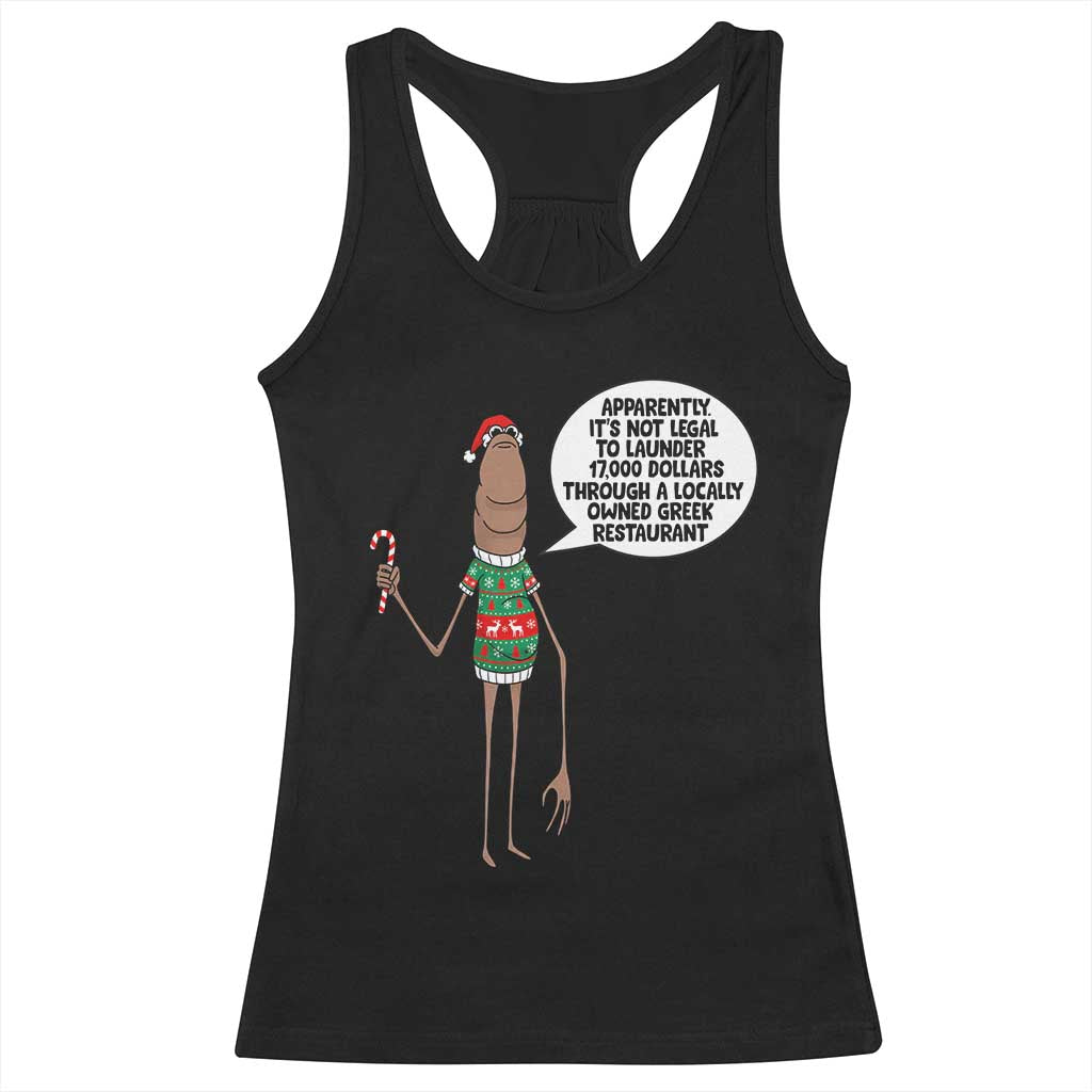 Marcus The Worm Christmas Meme Racerback Tank Top Locally Owned Greek Restaurant TS14 Black Print Your Wear