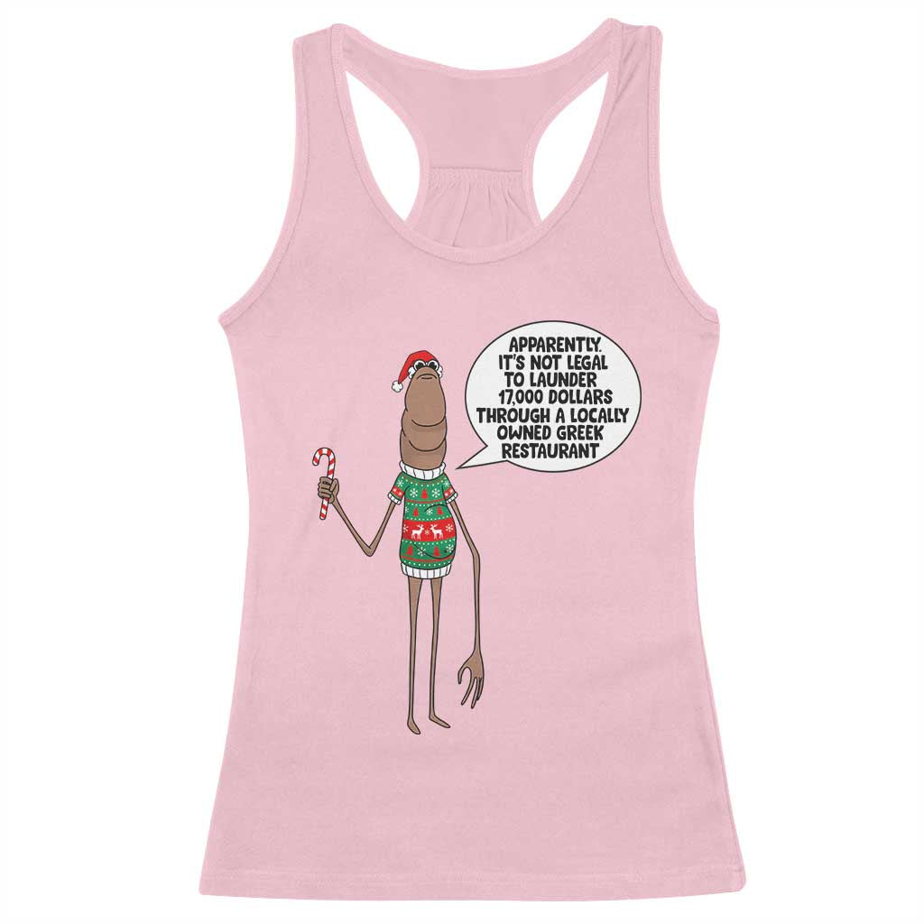 Marcus The Worm Christmas Meme Racerback Tank Top Locally Owned Greek Restaurant TS14 Light Pink Print Your Wear