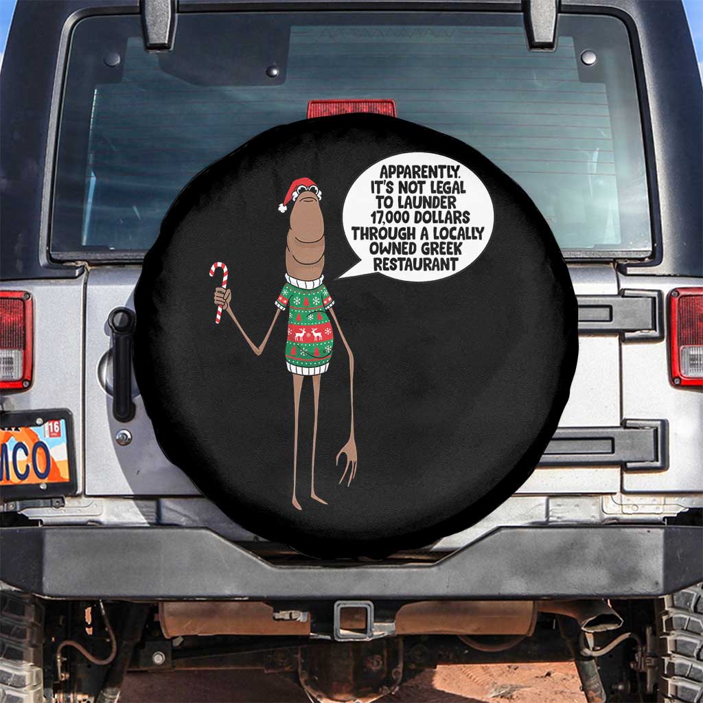 Marcus The Worm Christmas Meme Spare Tire Cover Locally Owned Greek Restaurant TS14 No hole Black Print Your Wear