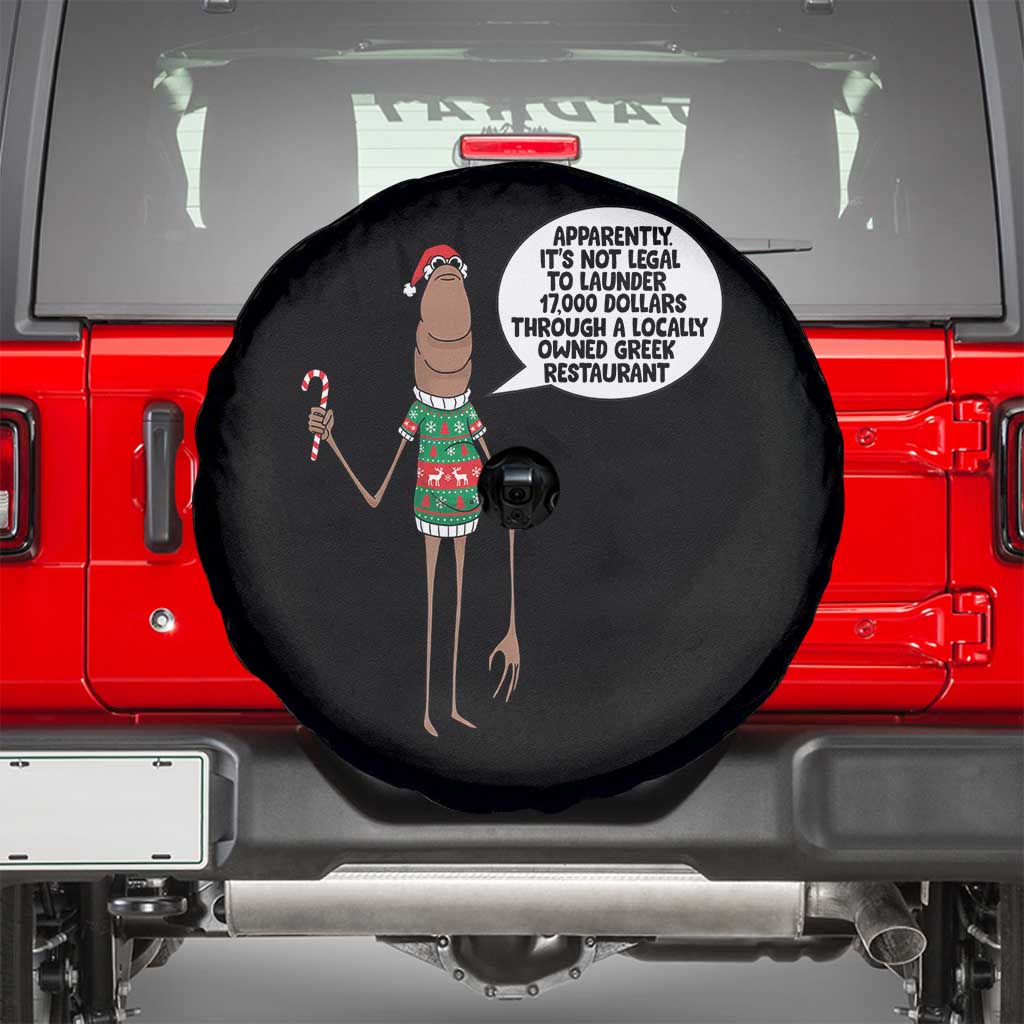 Marcus The Worm Christmas Meme Spare Tire Cover Locally Owned Greek Restaurant TS14 Black Print Your Wear