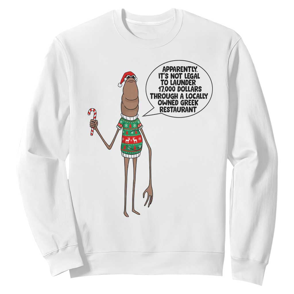 Marcus The Worm Christmas Meme Sweatshirt Locally Owned Greek Restaurant TS14 White Print Your Wear