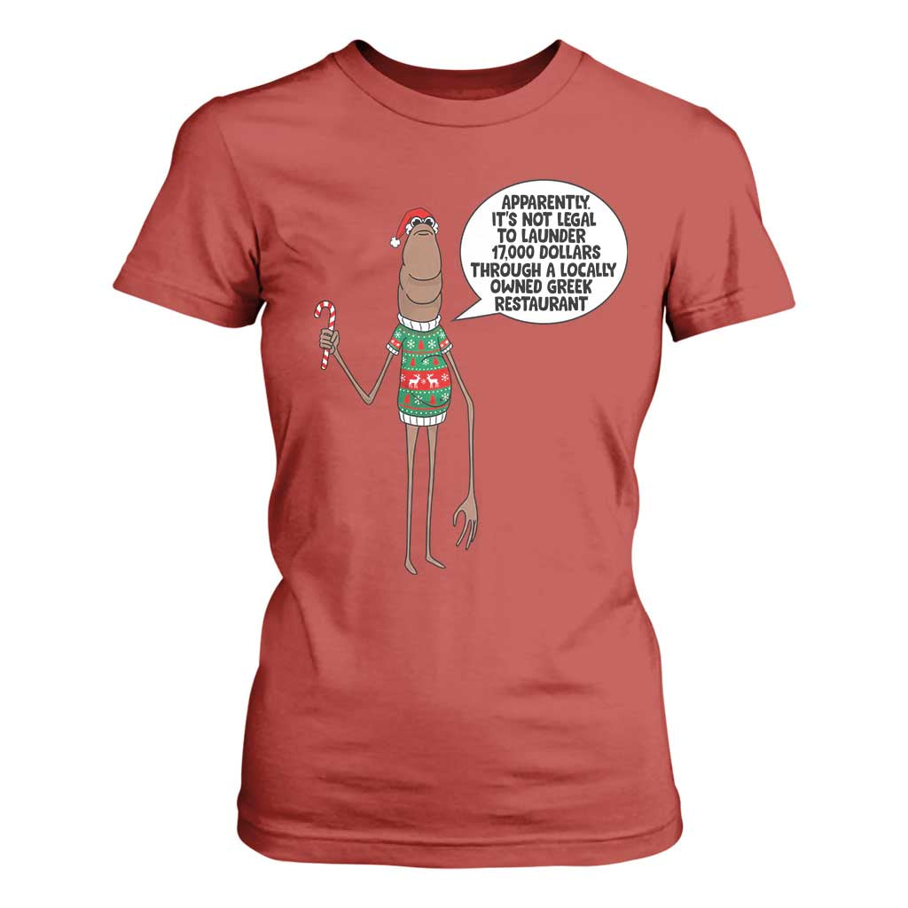 Marcus The Worm Christmas Meme T Shirt For Women Locally Owned Greek Restaurant TS14 Red Print Your Wear