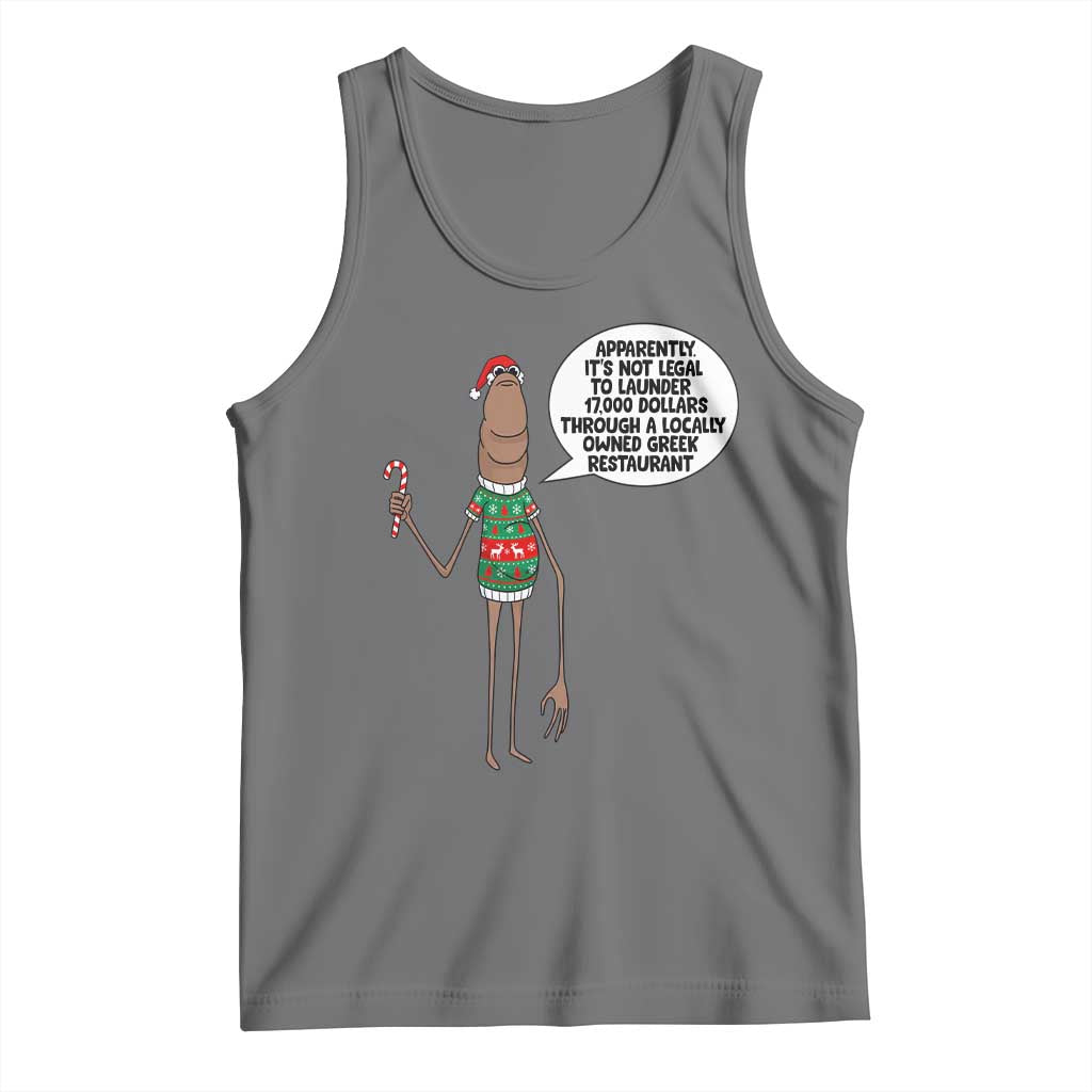 Marcus The Worm Christmas Meme Tank Top Locally Owned Greek Restaurant TS14 Black Heather Print Your Wear