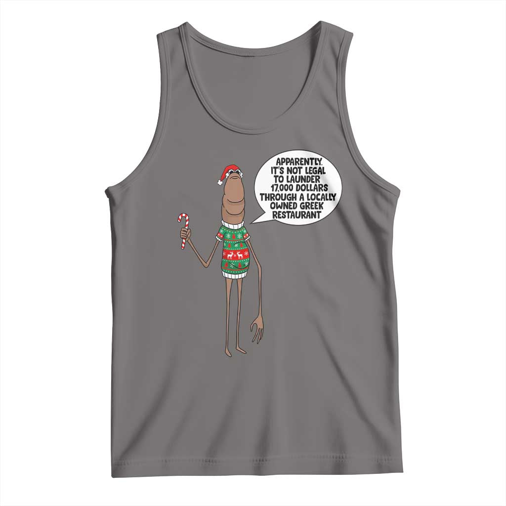 Marcus The Worm Christmas Meme Tank Top Locally Owned Greek Restaurant TS14 Deep Heather Print Your Wear