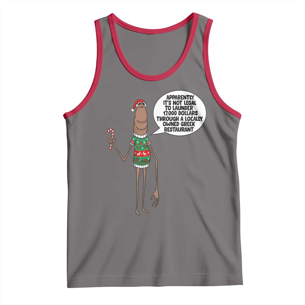 Marcus The Worm Christmas Meme Tank Top Locally Owned Greek Restaurant TS14 Deep Heather Red Print Your Wear