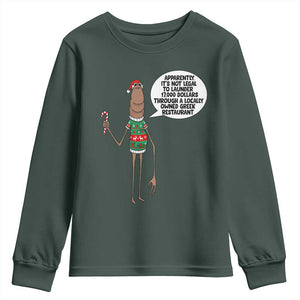 Marcus The Worm Christmas Meme Youth Sweatshirt Locally Owned Greek Restaurant TS14 Dark Forest Green Print Your Wear