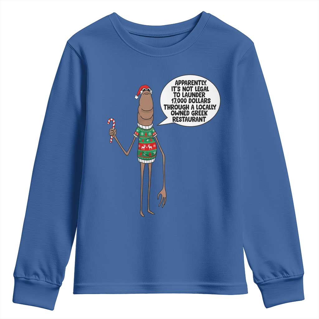 Marcus The Worm Christmas Meme Youth Sweatshirt Locally Owned Greek Restaurant TS14 Royal Blue Print Your Wear