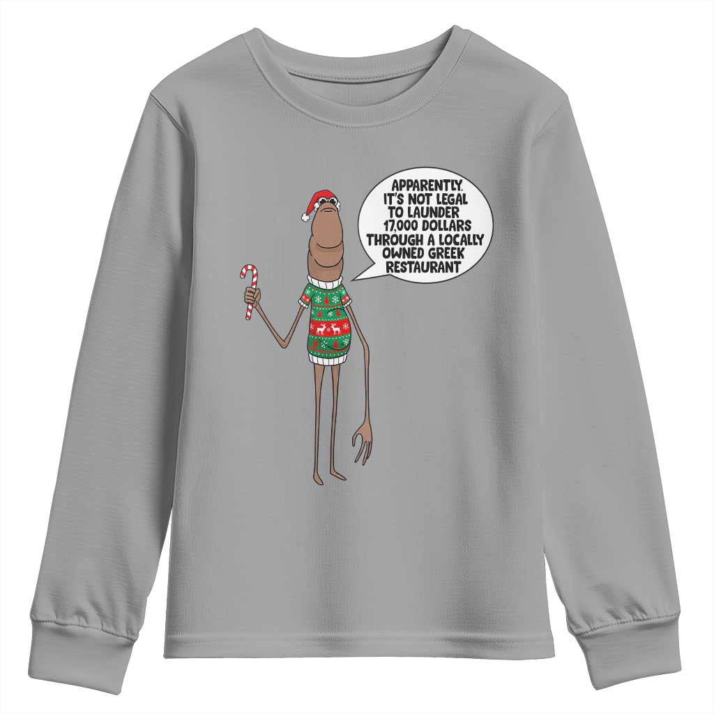 Marcus The Worm Christmas Meme Youth Sweatshirt Locally Owned Greek Restaurant TS14 Sport Gray Print Your Wear