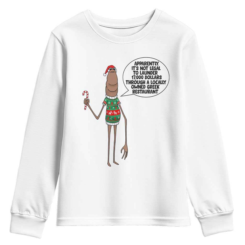 Marcus The Worm Christmas Meme Youth Sweatshirt Locally Owned Greek Restaurant TS14 White Print Your Wear