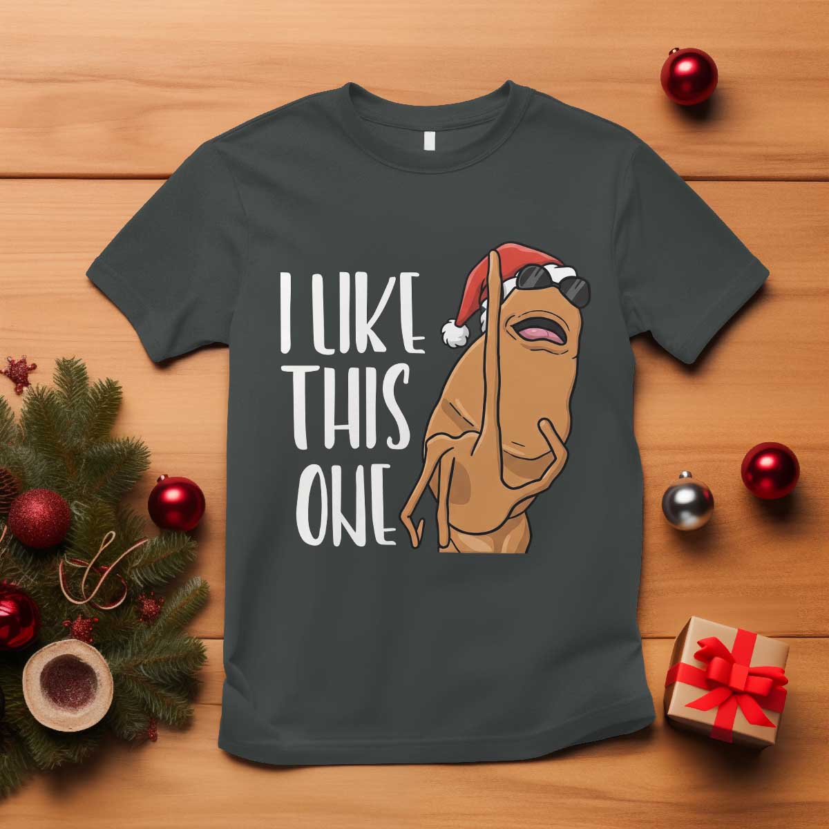 Marcus The Worm Christmas Meme T Shirt I Like This One TS14 Dark Heather Print Your Wear