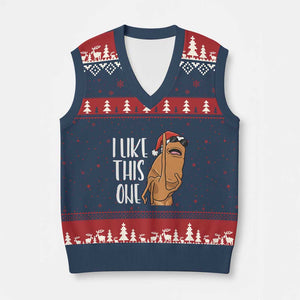 Marcus The Worm Xmas Meme V-Neck Knit Sweater Vest I Like This One TS14 Navy Red Print Your Wear