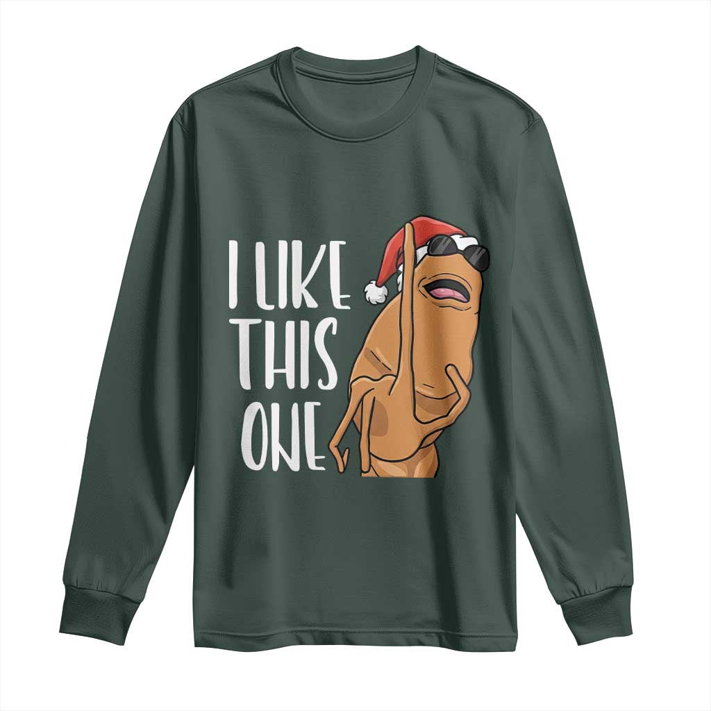 Marcus The Worm Christmas Meme Long Sleeve Shirt I Like This One TS14 Dark Forest Green Print Your Wear