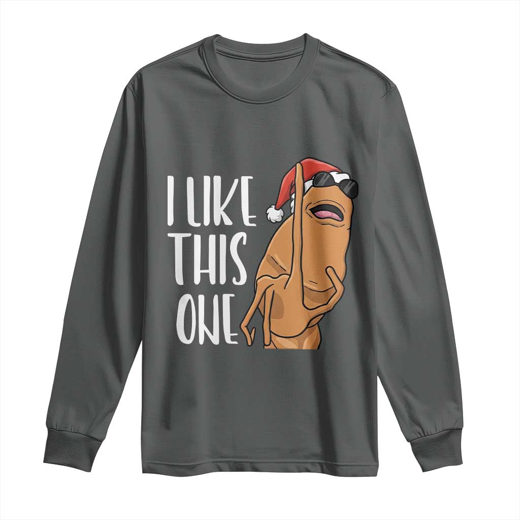 Marcus The Worm Christmas Meme Long Sleeve Shirt I Like This One TS14 Dark Heather Print Your Wear