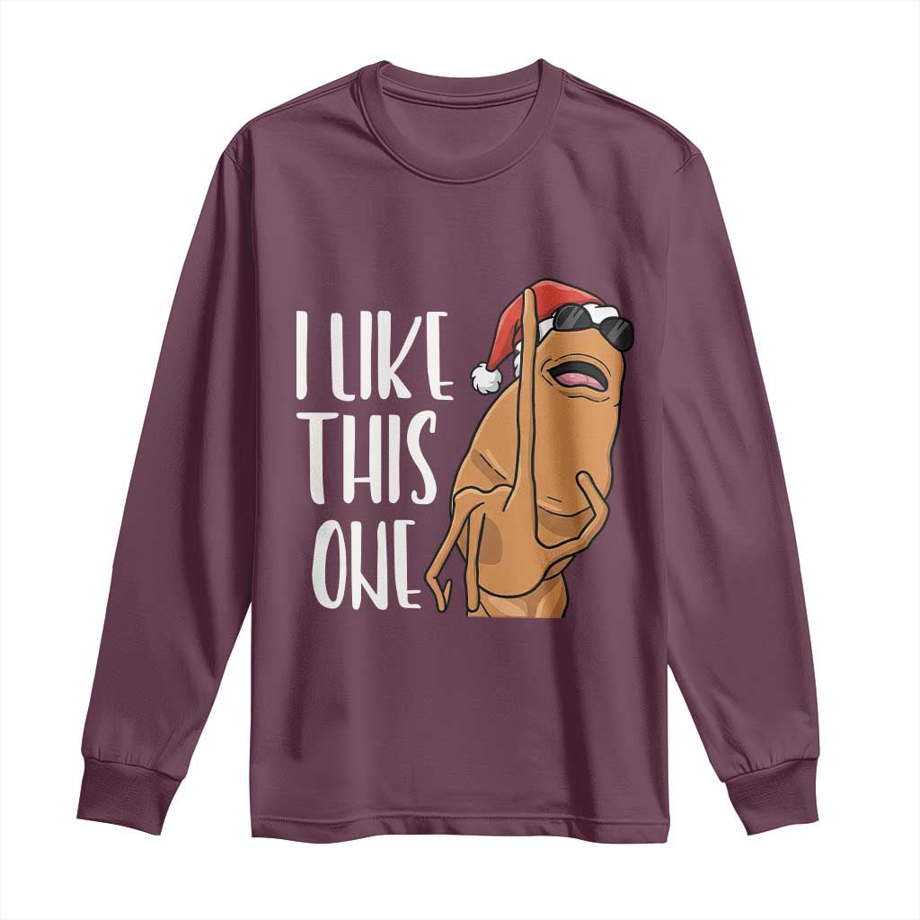 Marcus The Worm Christmas Meme Long Sleeve Shirt I Like This One TS14 Maroon Print Your Wear
