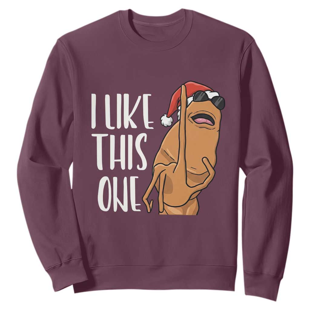 Marcus The Worm Christmas Meme Sweatshirt I Like This One TS14 Maroon Print Your Wear