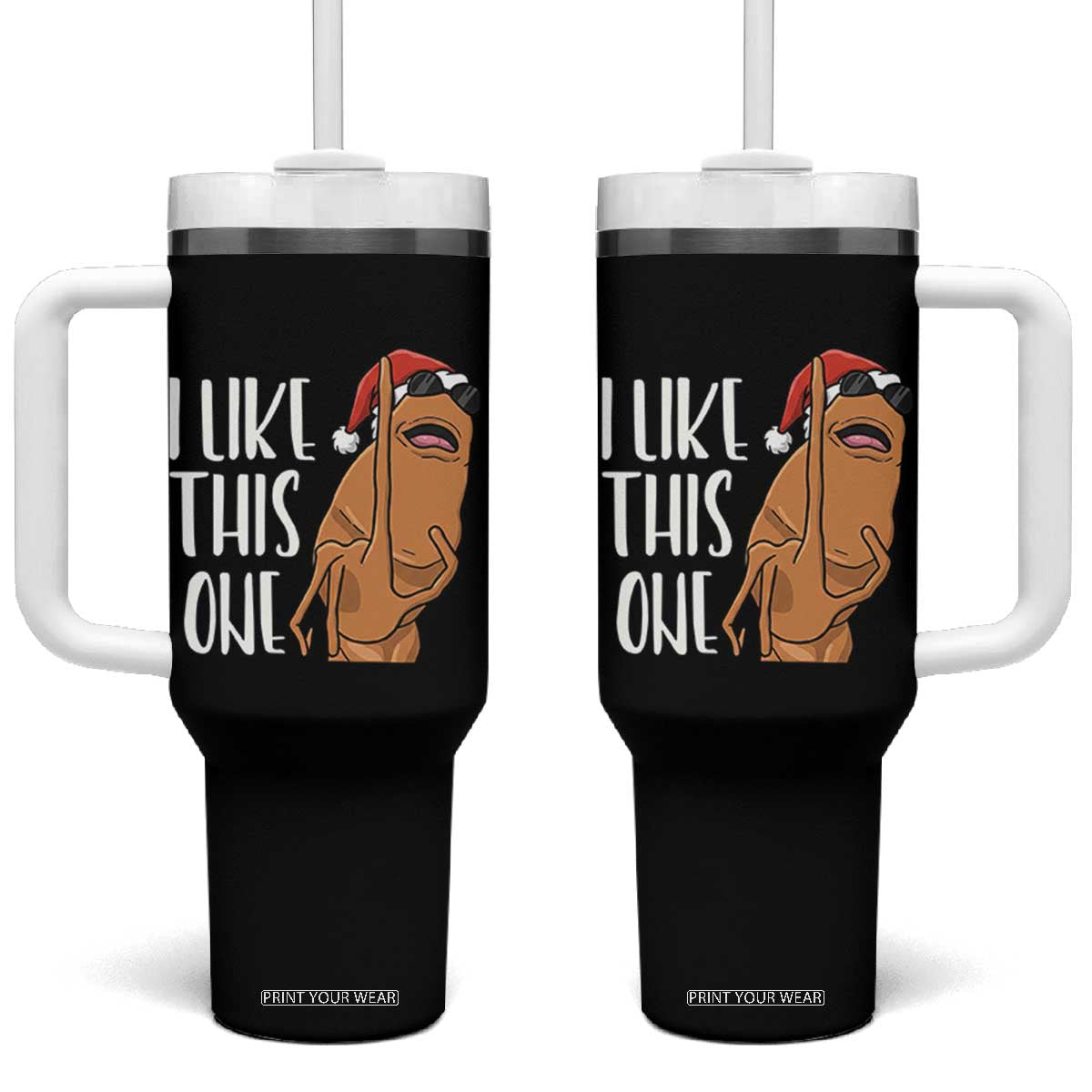 Marcus The Worm Christmas Meme Tumbler With Handle I Like This One TS14 One Size: 40 oz Black Print Your Wear