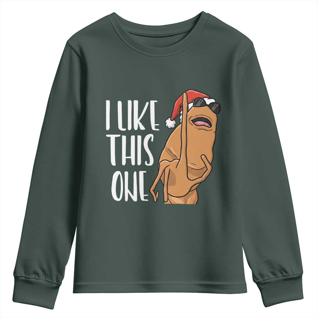 Marcus The Worm Christmas Meme Youth Sweatshirt I Like This One TS14 Dark Forest Green Print Your Wear