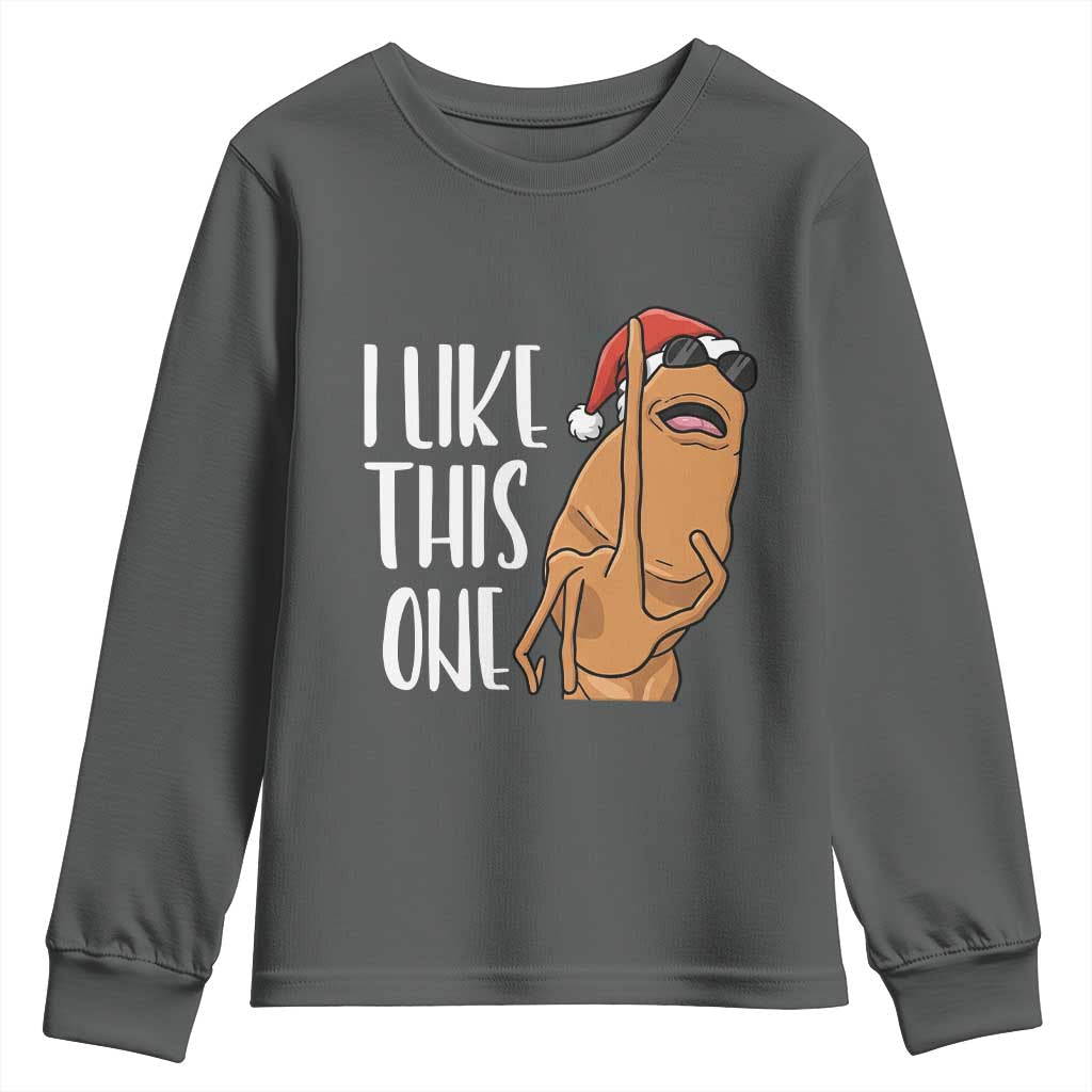 Marcus The Worm Christmas Meme Youth Sweatshirt I Like This One TS14 Dark Heather Print Your Wear