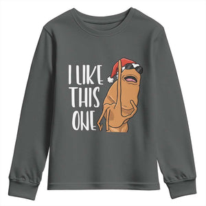 Marcus The Worm Christmas Meme Youth Sweatshirt I Like This One TS14 Dark Heather Print Your Wear