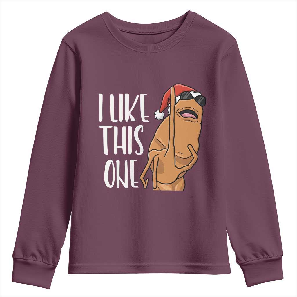Marcus The Worm Christmas Meme Youth Sweatshirt I Like This One TS14 Maroon Print Your Wear