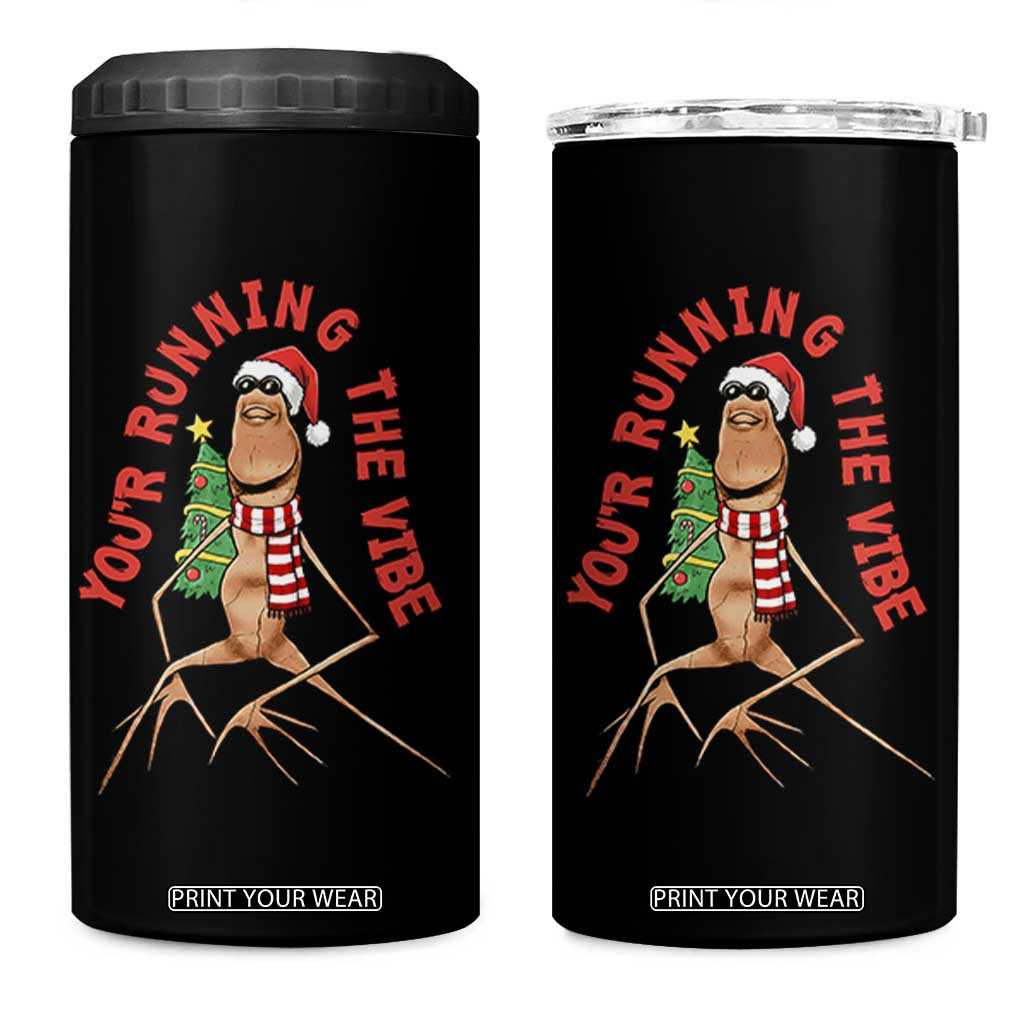 Marcus The Worm Christmas Meme 4 in 1 Can Cooler Tumbler You Are Running The Vibe TS14 One Size: 16 oz Black Print Your Wear