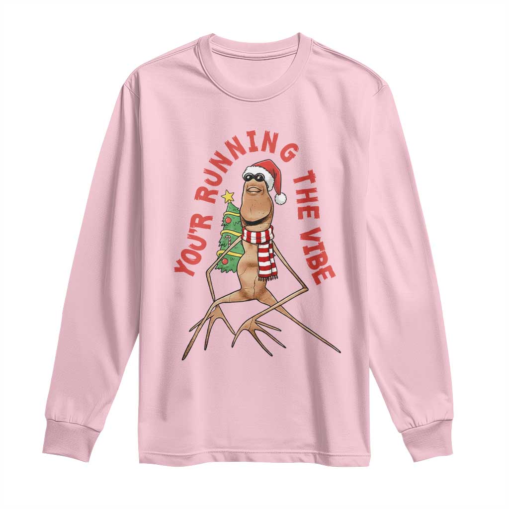 Marcus The Worm Christmas Meme Long Sleeve Shirt You Are Running The Vibe TS14 Light Pink Print Your Wear