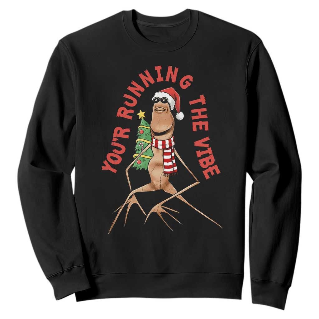 Marcus The Worm Christmas Meme Sweatshirt You Are Running The Vibe TS14 Black Print Your Wear