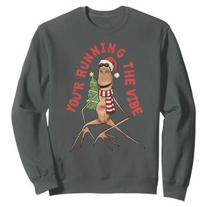 Marcus The Worm Christmas Meme Sweatshirt You Are Running The Vibe TS14 Dark Heather Print Your Wear
