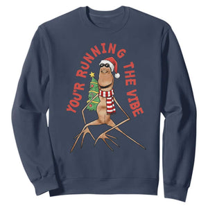 Marcus The Worm Christmas Meme Sweatshirt You Are Running The Vibe TS14 Navy Print Your Wear
