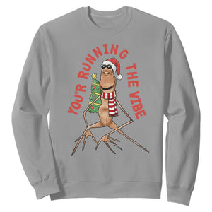 Marcus The Worm Christmas Meme Sweatshirt You Are Running The Vibe TS14 Sport Gray Print Your Wear