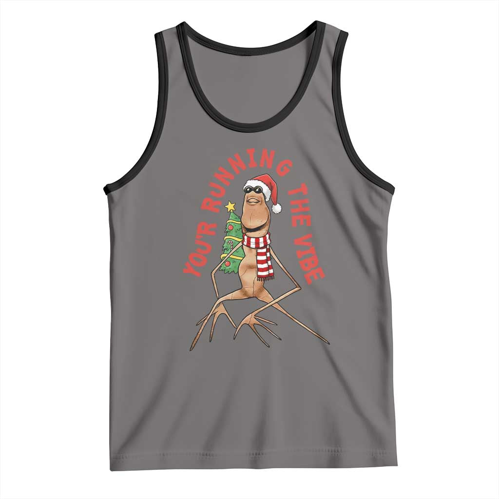 Marcus The Worm Christmas Meme Tank Top You Are Running The Vibe TS14 Deep Heather Black Print Your Wear