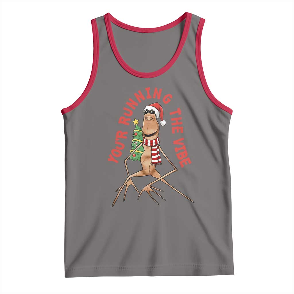 Marcus The Worm Christmas Meme Tank Top You Are Running The Vibe TS14 Deep Heather Red Print Your Wear