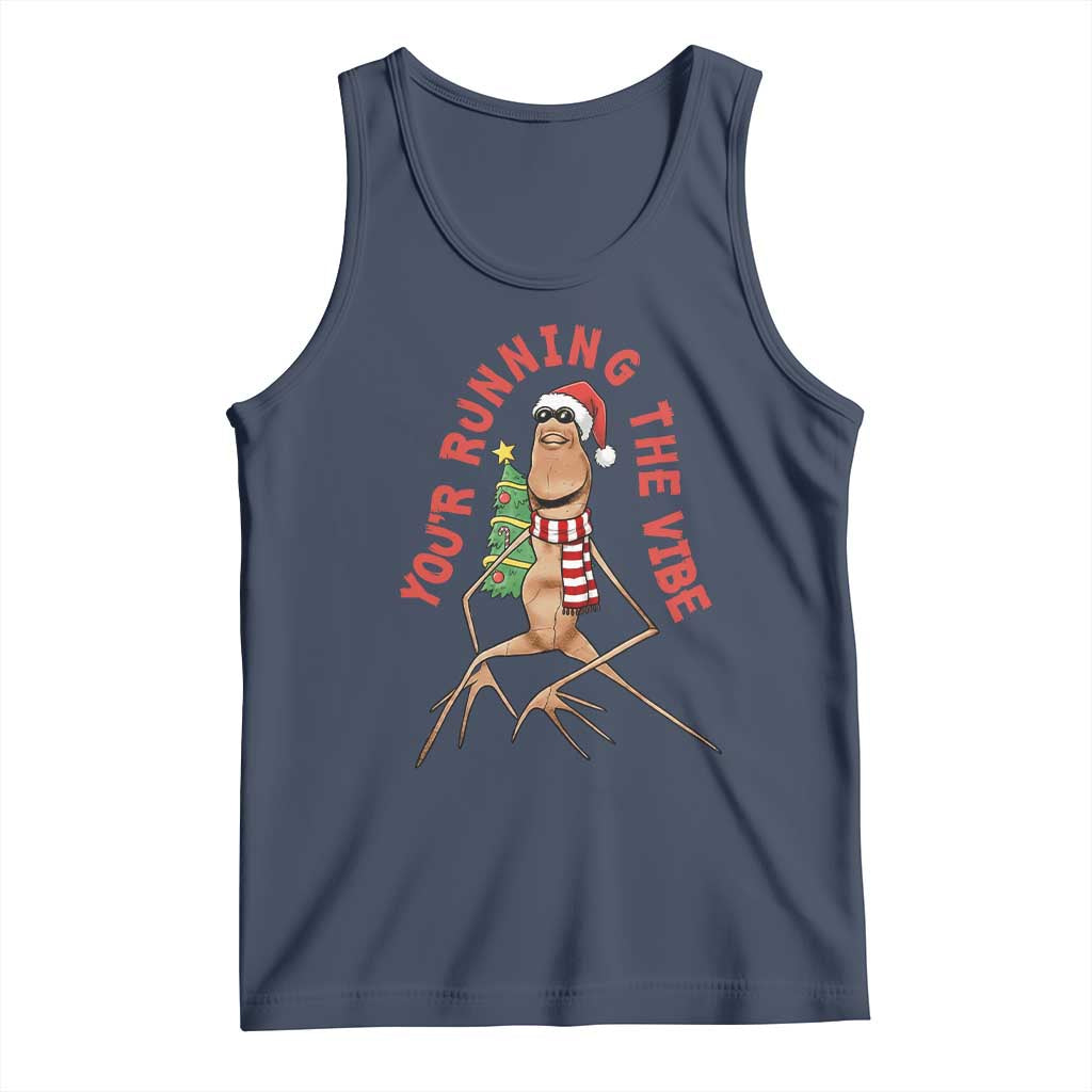 Marcus The Worm Christmas Meme Tank Top You Are Running The Vibe TS14 Navy Print Your Wear