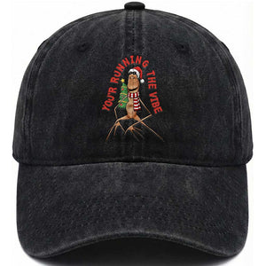 Marcus The Worm Christmas Meme Washed Cotton Baseball Cap You Are Running The Vibe TS14 Washed Cap Universal Fit Black Print Your Wear