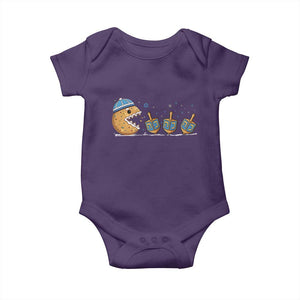 Funny Hanukkah Baby Onesie Donut Chasing Flames Jewish TS14 Purple Print Your Wear