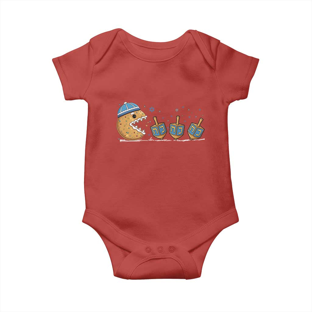 Funny Hanukkah Baby Onesie Donut Chasing Flames Jewish TS14 Red Print Your Wear
