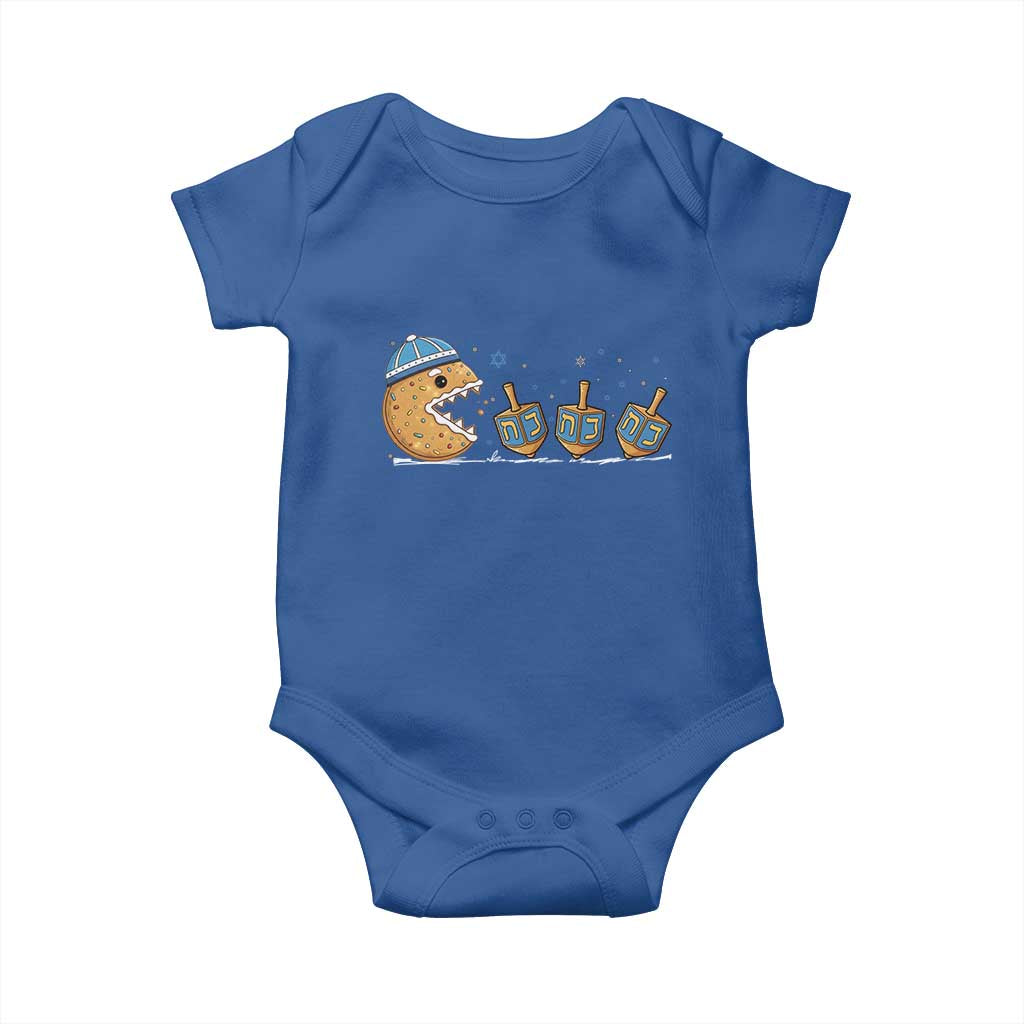 Funny Hanukkah Baby Onesie Donut Chasing Flames Jewish TS14 Royal Blue Print Your Wear