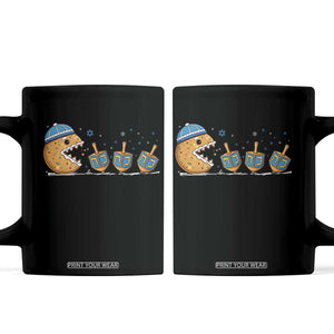 Funny Hanukkah Coffee Mug Donut Chasing Flames Jewish TS14 Black Print Your Wear