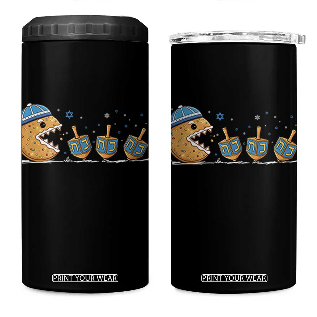 Funny Hanukkah 4 in 1 Can Cooler Tumbler Donut Chasing Flames Jewish TS14 One Size: 16 oz Black Print Your Wear