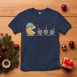 Funny Hanukkah T Shirt Donut Chasing Flames Jewish TS14 Navy Print Your Wear